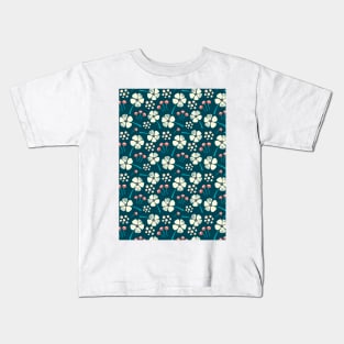 Abstract Floral Pattern in Blue, Yellow and Orange Kids T-Shirt